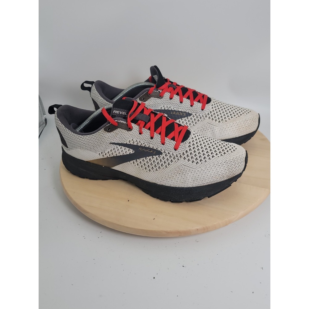 Brooks Revel 4 Running Shoes Sneakers Knit White Black Red Mens Size US 11 D
